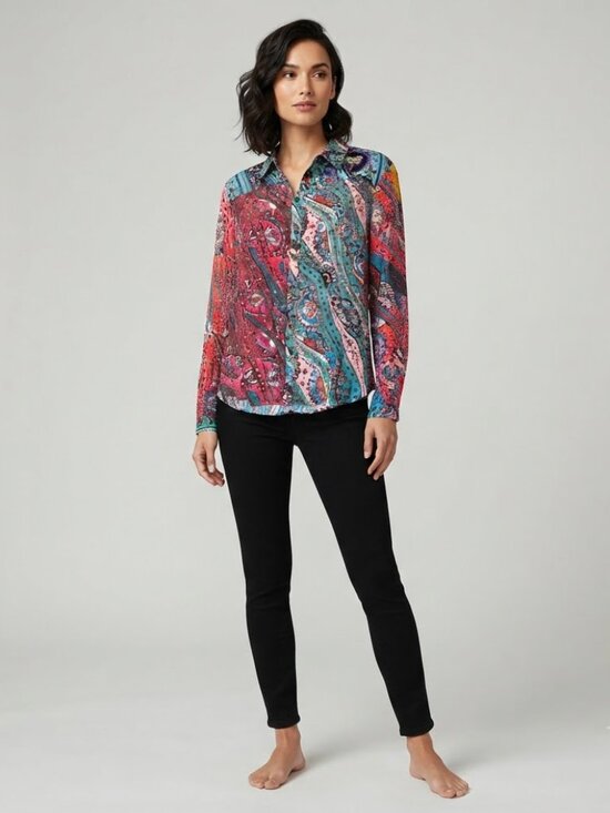 Maeve Tops - Maeve Alida Contrast Button-Down Shirt. Size XS